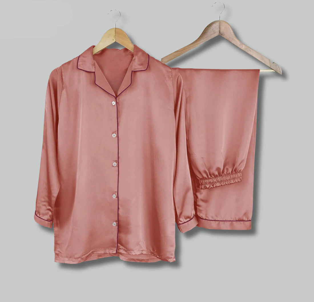 Rose Pink Silk Pjs